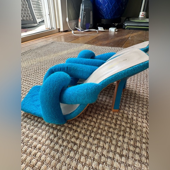 NWOB Pretty Little Thing Blue Terry Cloth Heels - Picture 5 of 11